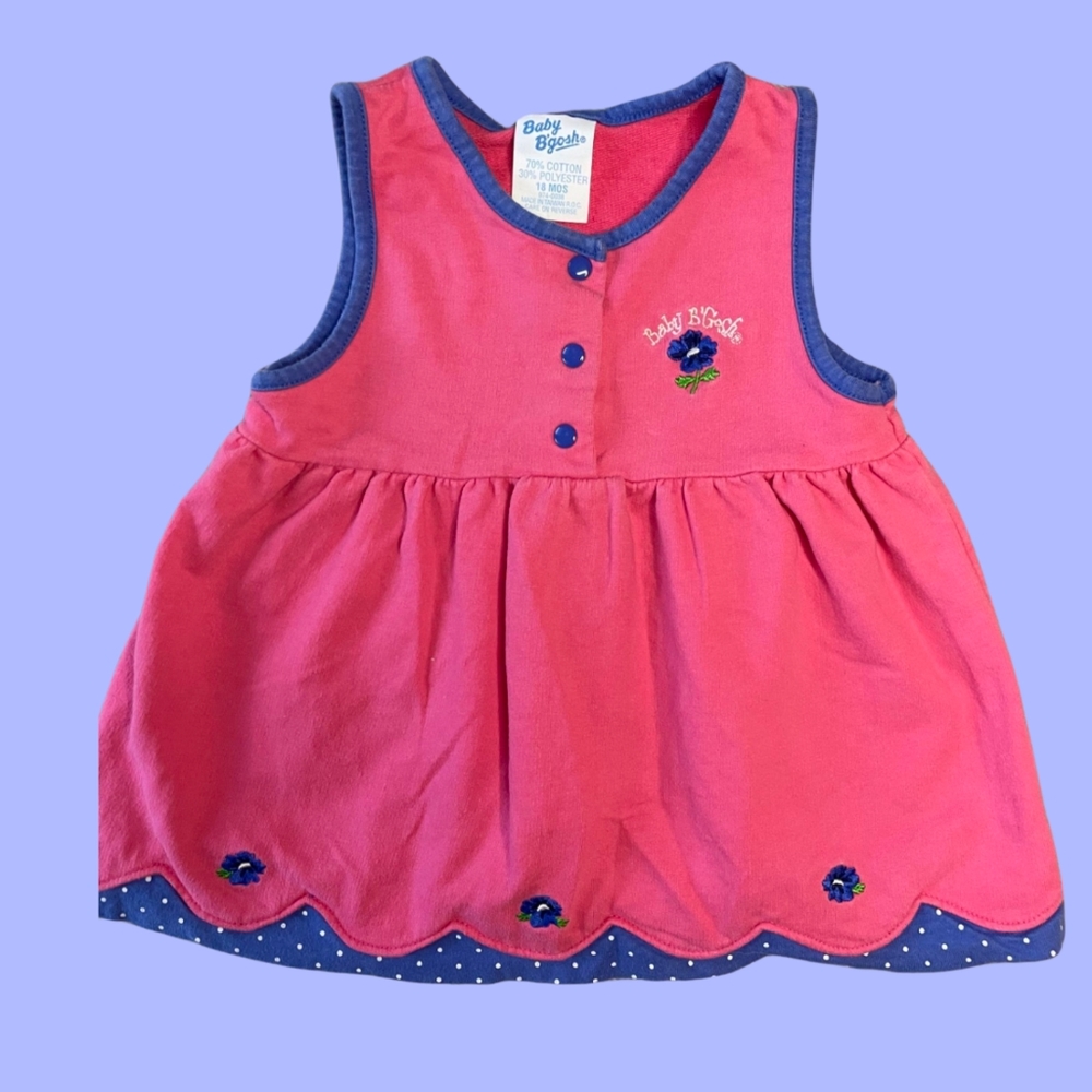 VINTAGE OSHKOSH BABY BGOSH PINK FLORAL BABY GIRL DRESS SIZE 18 MONTHS